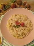 Risotto fichi gorgonzola di capra noci e rosmarino