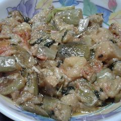 A picture of Baingan Lazeez (Spicy eggplant ).