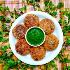 A picture of Leftover Daliya and Kidney Bean Cutlets.