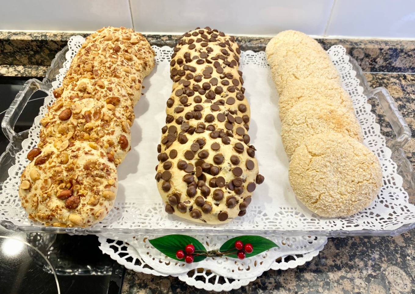 Cookies blandas con cacahuetes, con chocolate y con coco