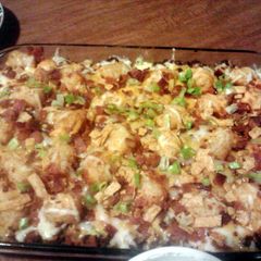 A picture of Chili Cheese Burger Tater Tot Casserole.
