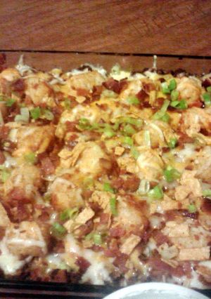 A picture of Chili Cheese Burger Tater Tot Casserole.