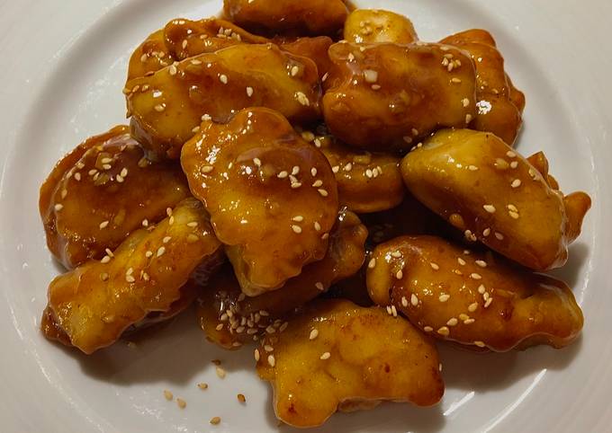 Crispy fish with ginger, Soy sauce, and oyster sauce