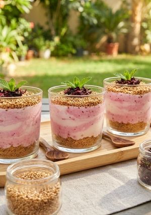 صورة لوصفة موس الكركديه والزبادي بالسمسم المحمص (اختراع صيفي منعش!)