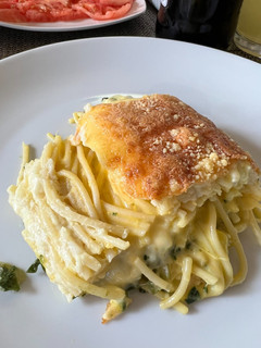Una foto de Budín de fideos y acelga
