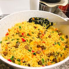 Stirred fried rice with veges A picture of Stirred fried rice with veges.