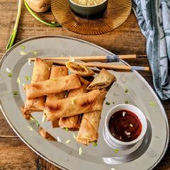 A picture of Aloo Cheese Spring Rolls.