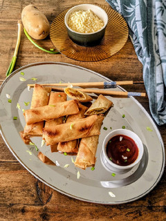 A picture of Aloo Cheese Spring Rolls.