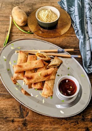 A picture of Aloo Cheese Spring Rolls.