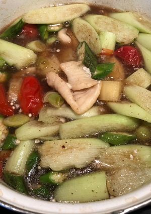 A picture of Vietnamese Sweet and Sour Catfish Soup (Canh Chua Ca Bong Lau).