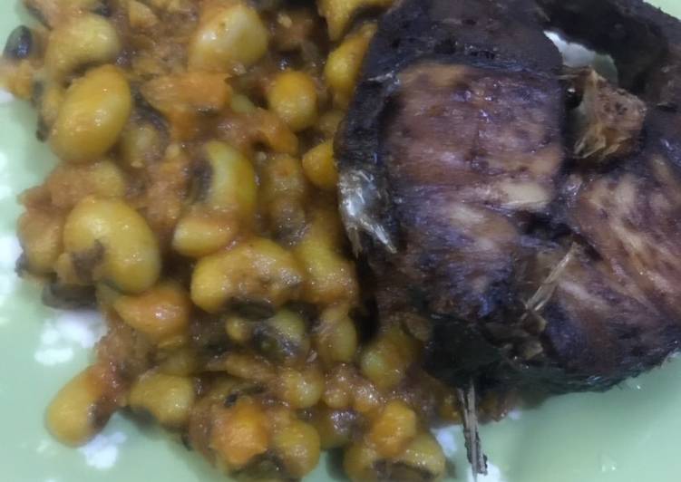 Beans and fried fish