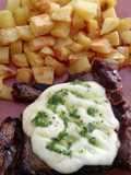 Entrecot a la plancheta con papas al horno