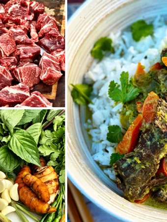 Simple Way Make Recipe Wagyu Beef Cheek Thai Green Curry with Rice that is Delicious, Really Delicious}