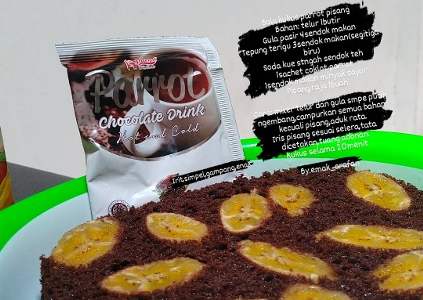 Bolu Kukus Coklat Parrot Pisang
