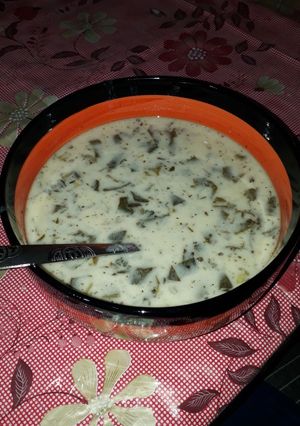 عکسی از دستور آش دوغ با اسفناج
