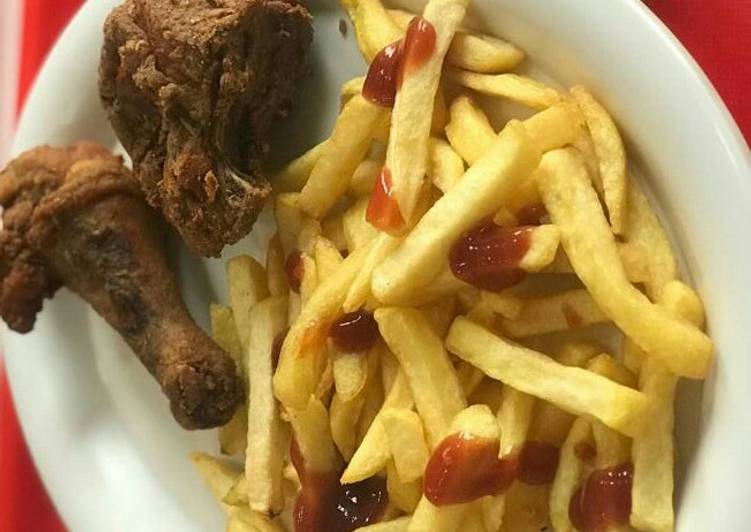 Chips and fried chicken