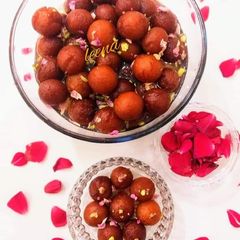 Kesar pista Gulab Jamuns A picture of Kesar pista Gulab Jamuns.