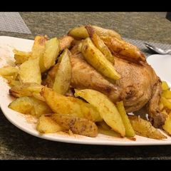 A picture of Steam chargha with potato wedges😋.