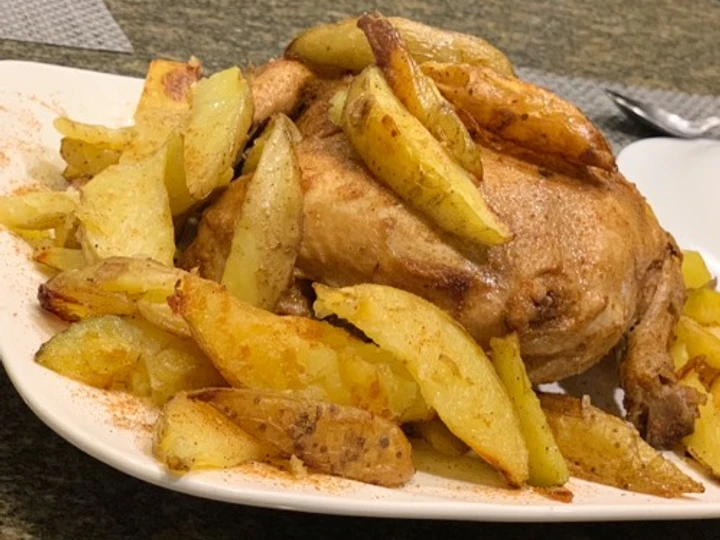 Recipe Steam chargha with potato wedges😋 which Delicious