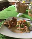 Filete de pollo a la mostaza y salsa catsup