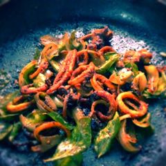 A picture of Fried Squids with onion - a chewy delight!!!.