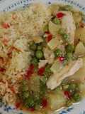 Filete de pollo a la tortelana con arroz