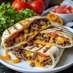 A picture of Backyard Burger Bliss: Grilled Cheeseburger Wraps.