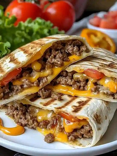A picture of Backyard Burger Bliss: Grilled Cheeseburger Wraps.