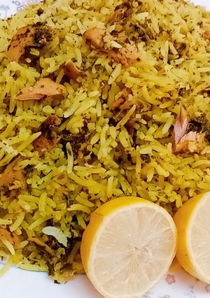 عکسی از دستور سبزی پلو با تن ماهی