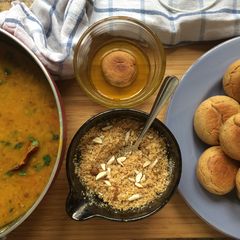 A picture of Dal Baati  Churma.
