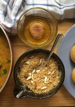 A picture of Dal Baati  Churma.
