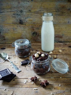 Una foto de Arroz con leche de avellanas y chocolate