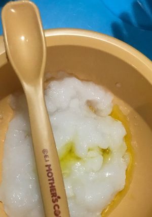 Foto resep Mpasi 6mos- Puree Beras Putih Organik + evoo