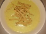 Una foto de crema de calabaza con queso philadelphia