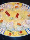 Huevos rellenos con atún gambas y surimi