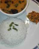 Moong Masoor Daal With White Rice and Mango Grated Achar