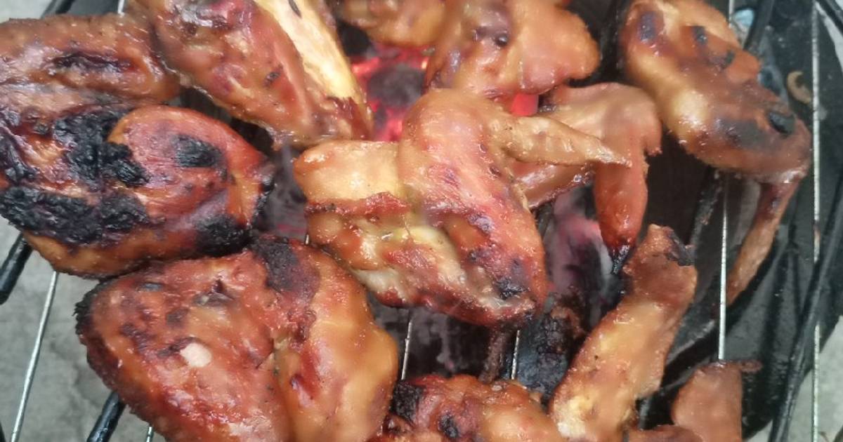 Charcoal grill chicken wings Recipe by Om Ziyad_Kitchen Cookpad