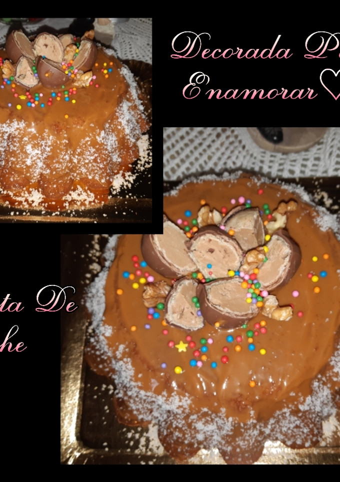 Una foto de Torta De Leche C/Pasas negras...DECORADA PARA ENAMORAR♡