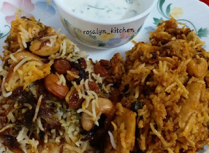 A picture of Hyderabadi Chicken Biryani.