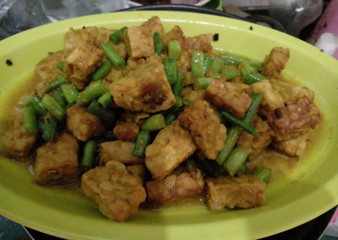 Tempe buncis bumbu kuning