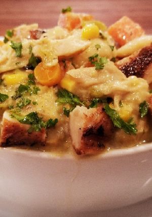 A picture of Mike's Green Chili Chicken & Dumplings With Super Stock.