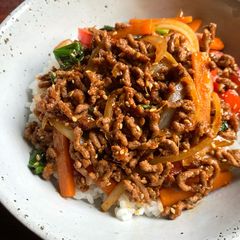 Korean Inspired Beef Mince Rice Bowl A picture of Korean Inspired Beef Mince Rice Bowl.