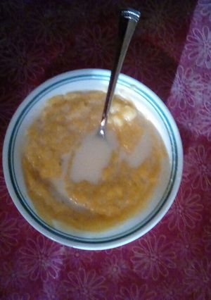 A picture of Cornmeal Mush With Brown Sugar & Milk.