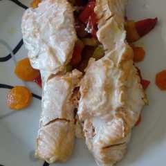 Una foto de Salmón al papillote