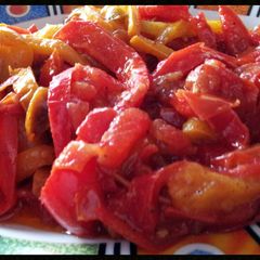 A picture of AMIEs Sweet PEPPERs Stewed with Tomatoes.