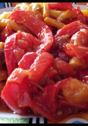 A picture of AMIEs Sweet PEPPERs Stewed with Tomatoes.