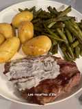Bavette pomme de terre / haricots Vert sauce roquefort