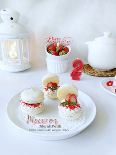 Foto resep Macaron merah putih metode French meringue