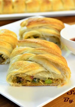 A picture of Vegetarian Braided Puff Pastry | By Neetu Suresh.