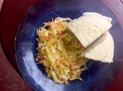 A picture of ugali and fried cabbage